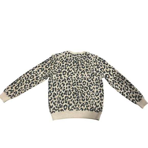 J.Crew Leopard Wool Crewneck Pullover Sweater, Medium - Picture 2 of 6